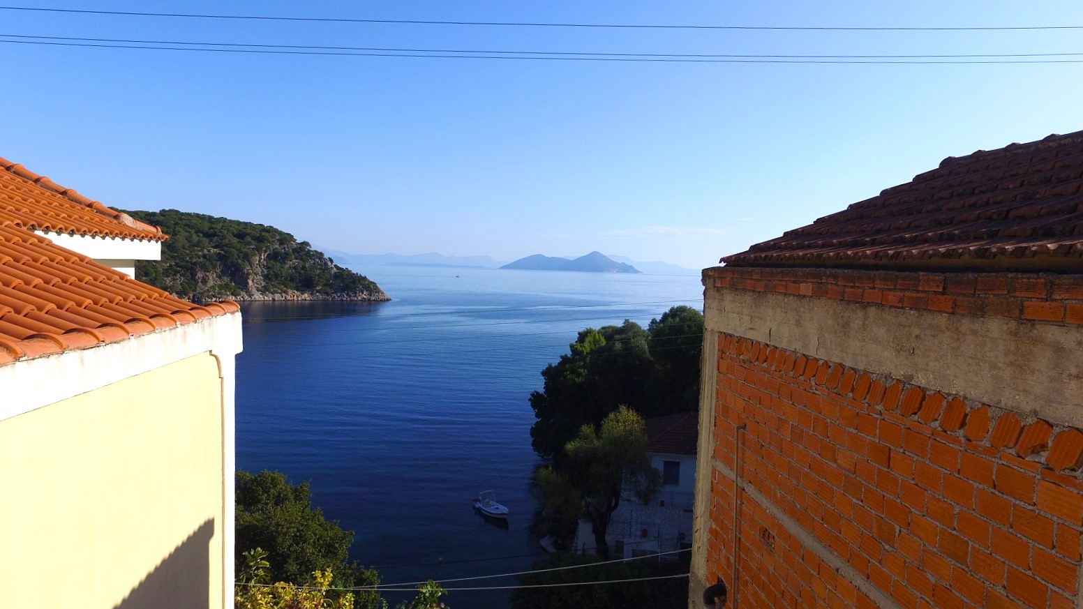 Aerial views from ruin for sale in Ithaca Greece, Kioni