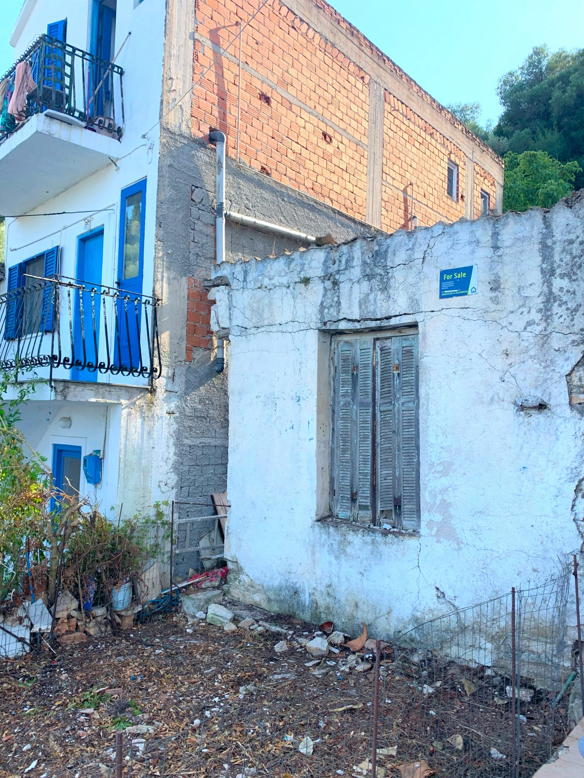 Exterior of ruin for sale in Ithaca Greece, Kioni