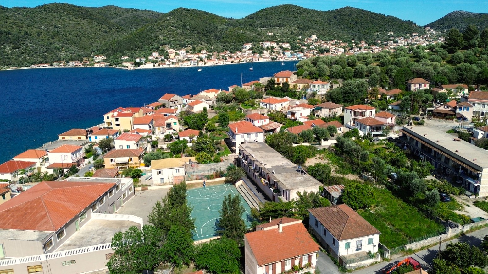 Aerial views of house for sale in Ithaca Greece, Vathi