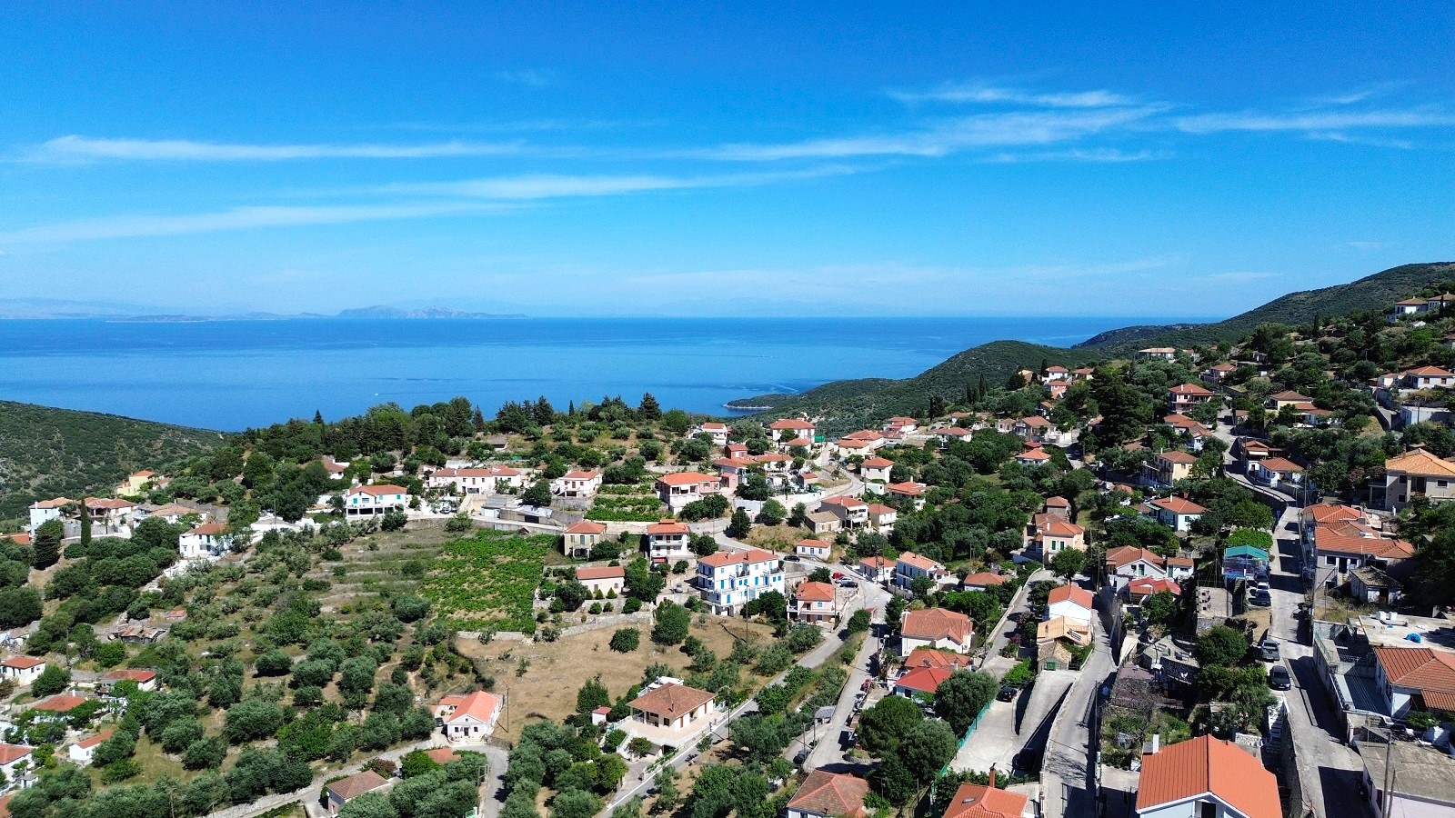 Aerial views from house for sale in Ithaca Greece Perachori