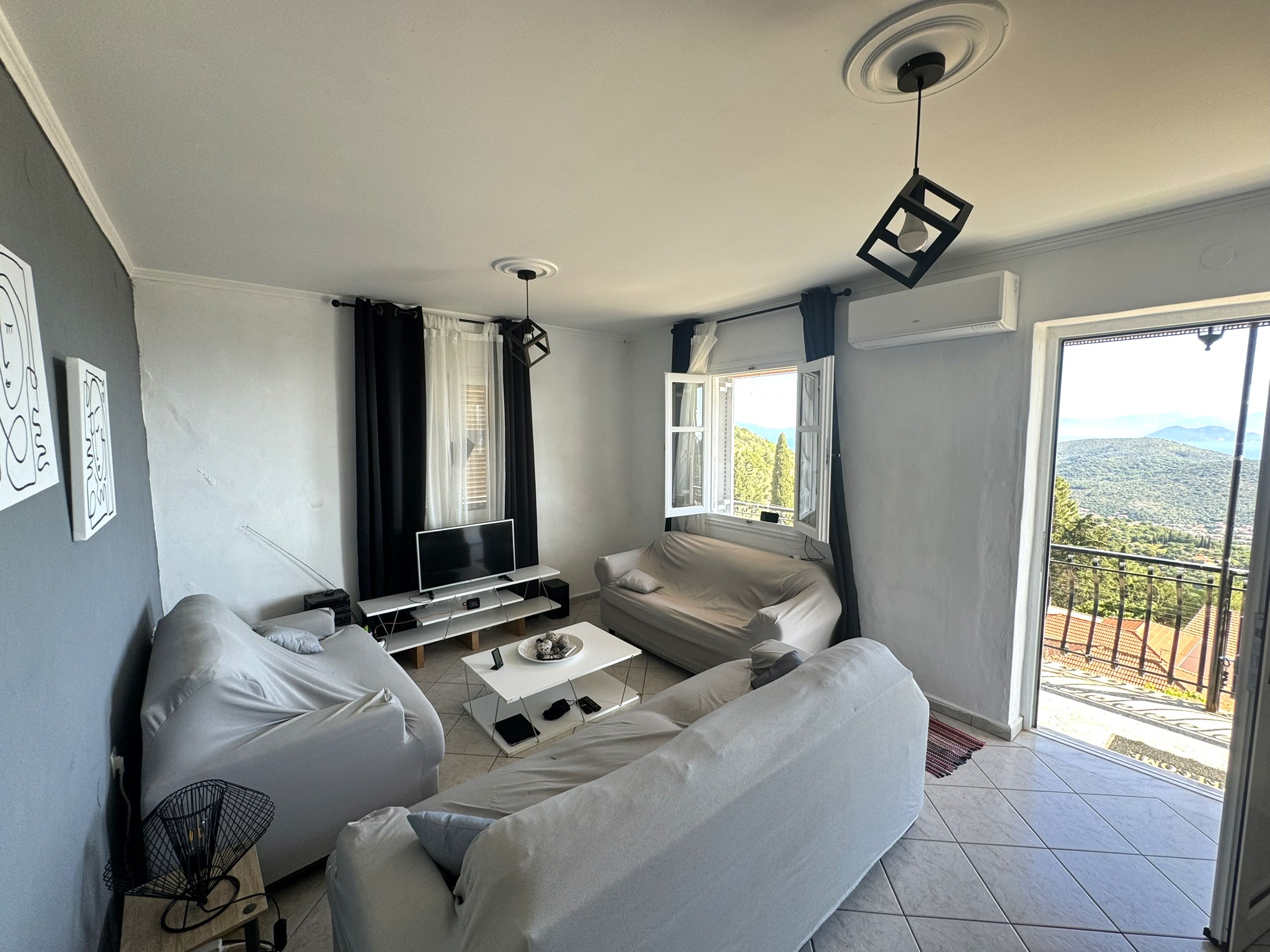 Living room of house for sale in Ithaca Greece Perachori