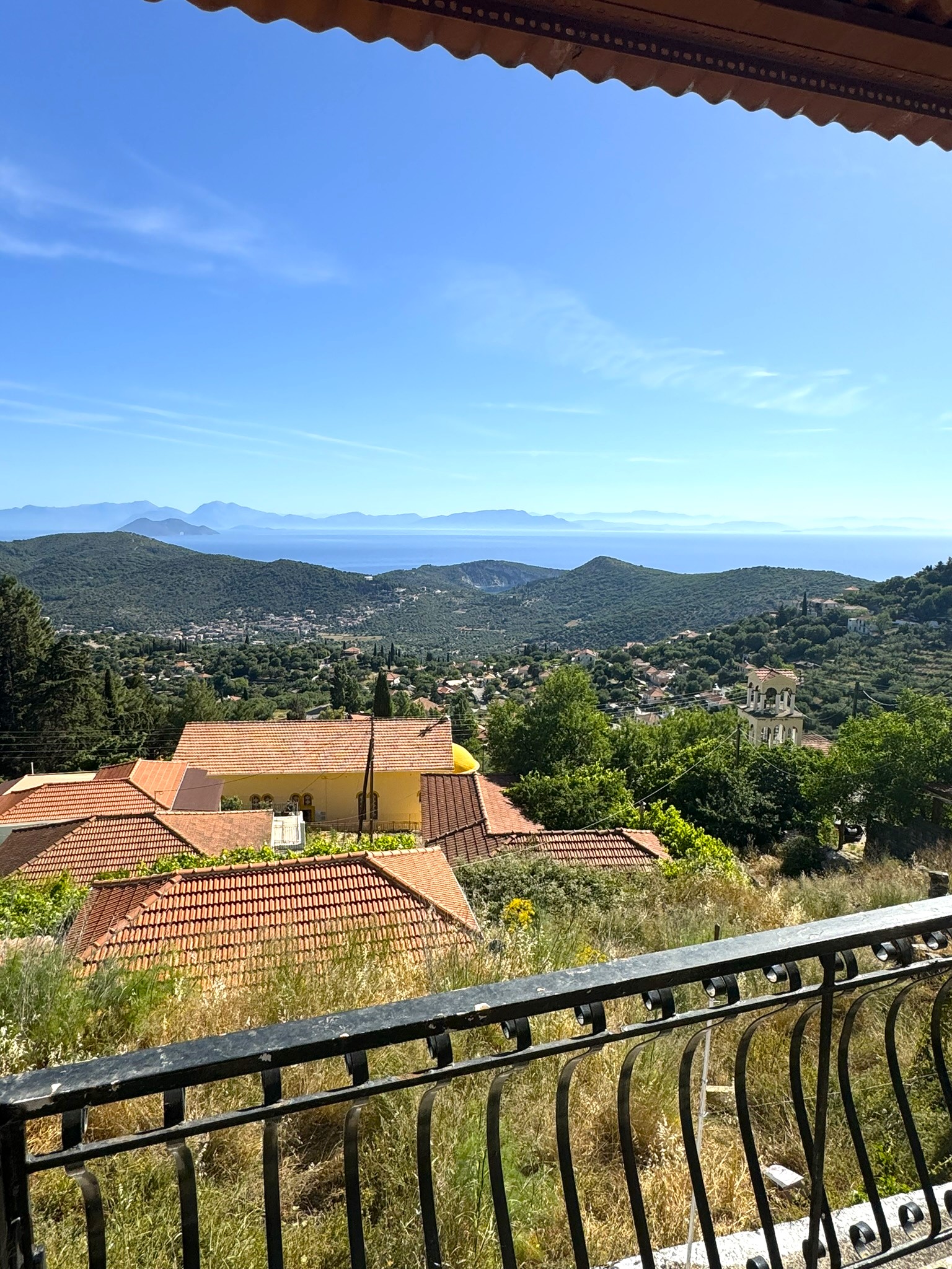 Balcony views of house for sale in Ithaca Greece Perachori