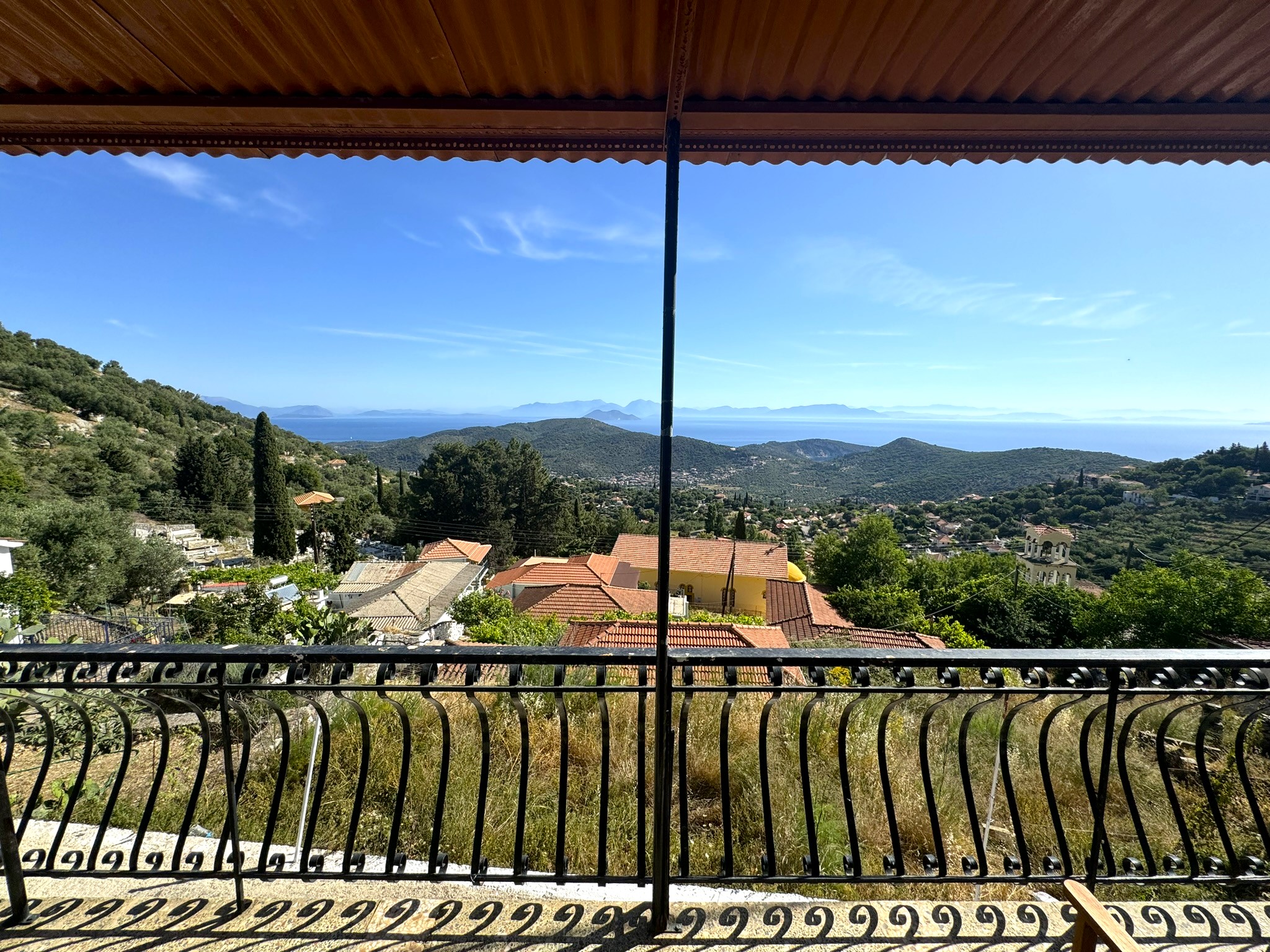 Balcony views of house for sale in Ithaca Greece Perachori