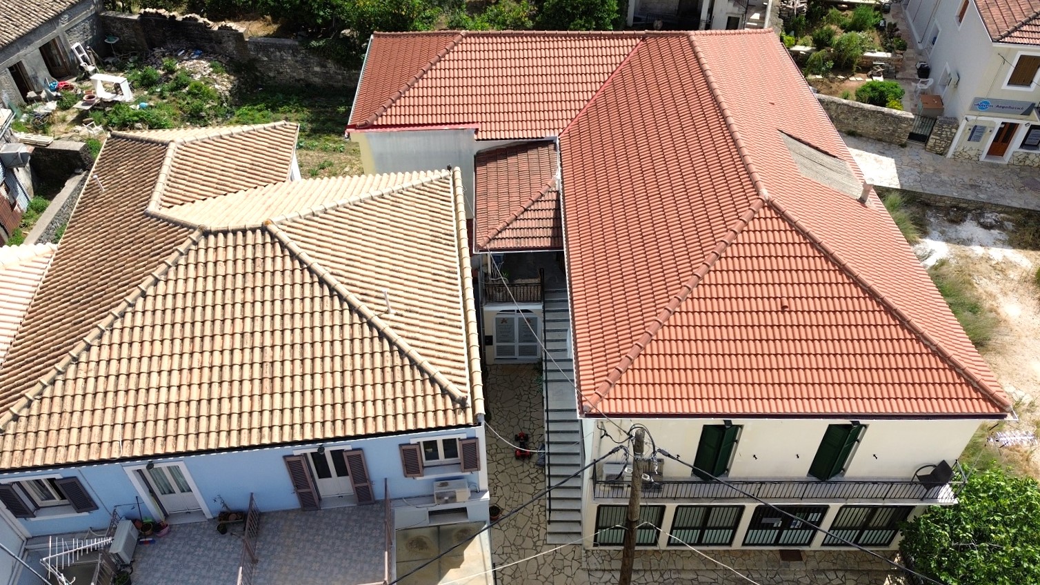 Aerial views of house for sale in Ithaca Greece Vathi