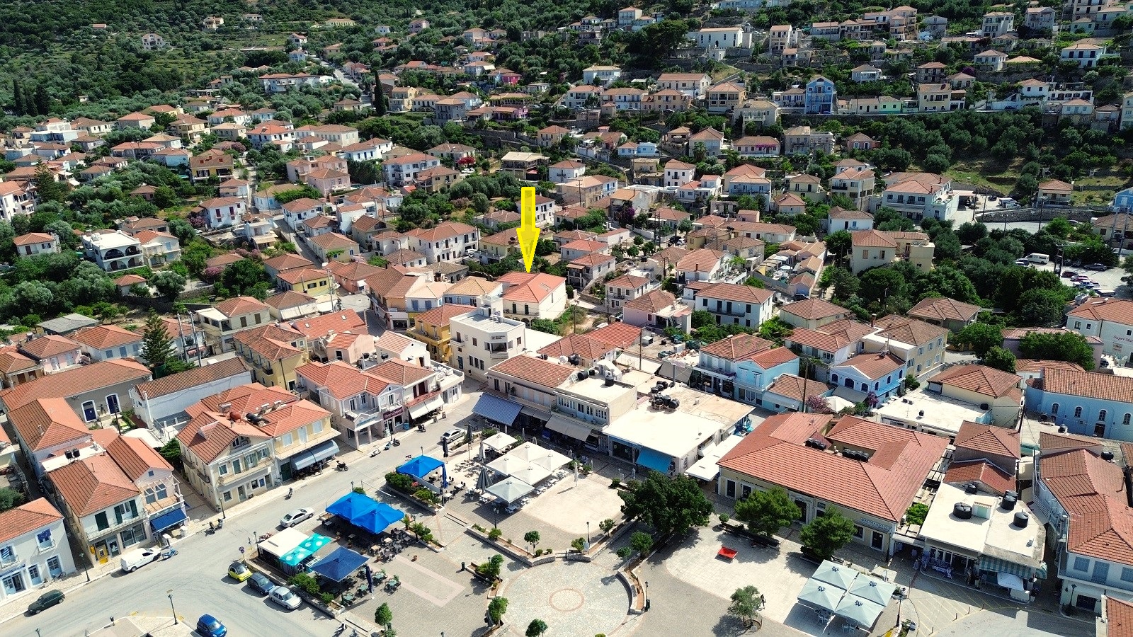 Aerial views and location of house for sale in Ithaca Greece Vathi