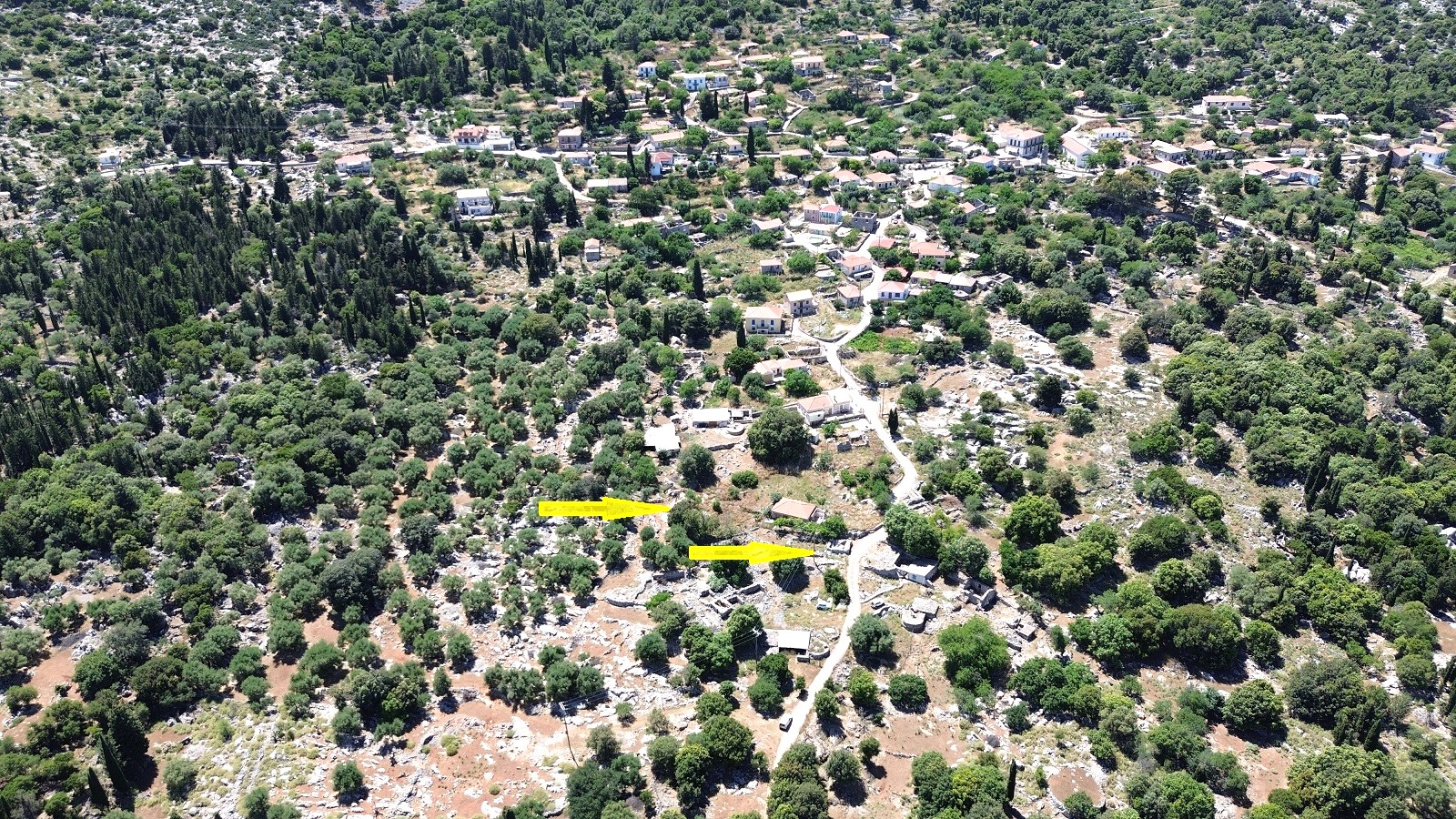 Aerial views and location of land for sale in Ithaca Greece Anoghi