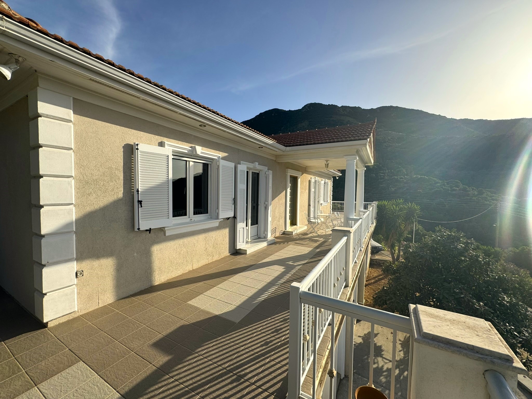 Balcony of villa with pool for rent in Ithaca Greece Perachori