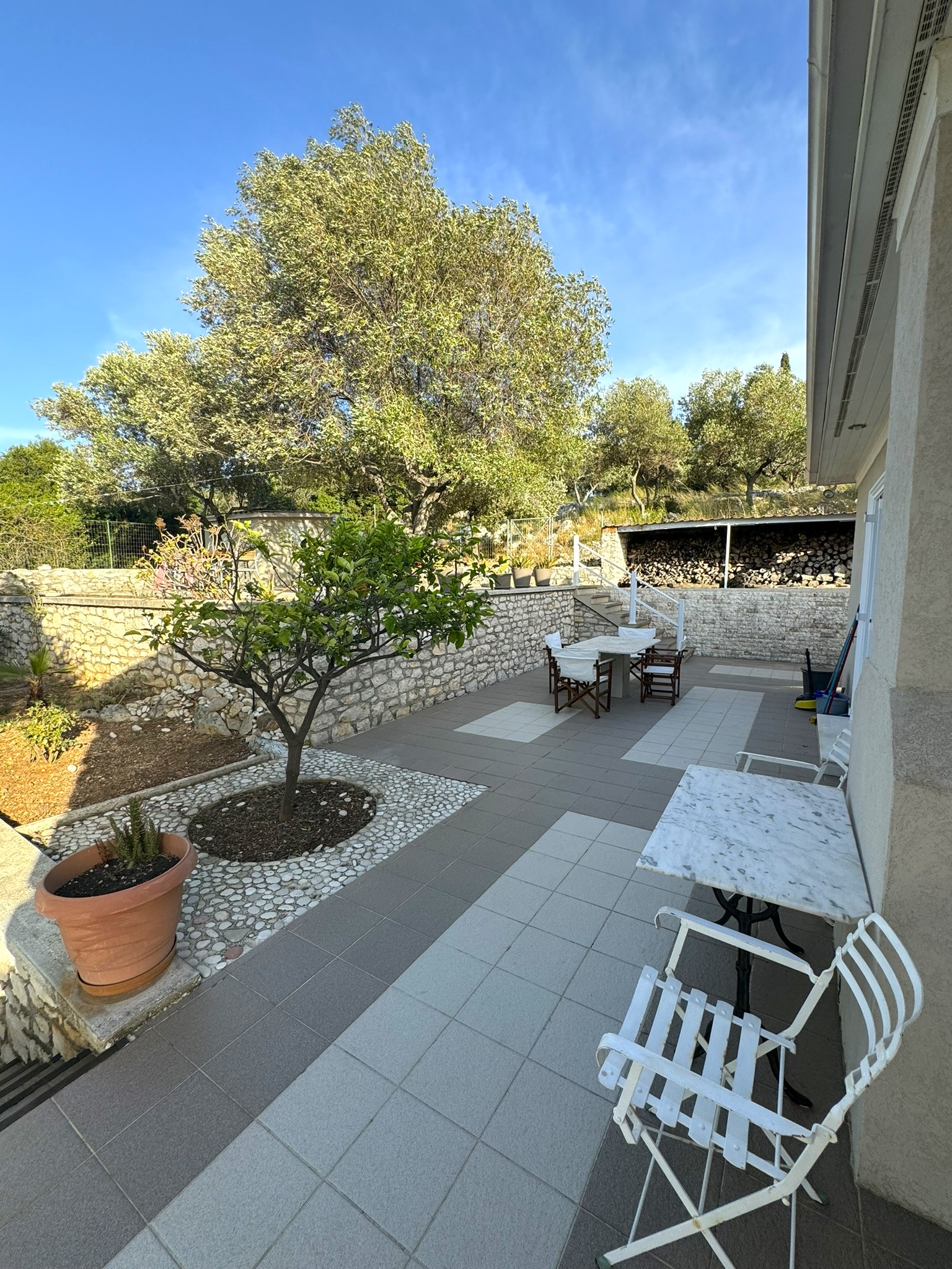 Outdoor area of villa with pool for rent in Ithaca Greece Perachori