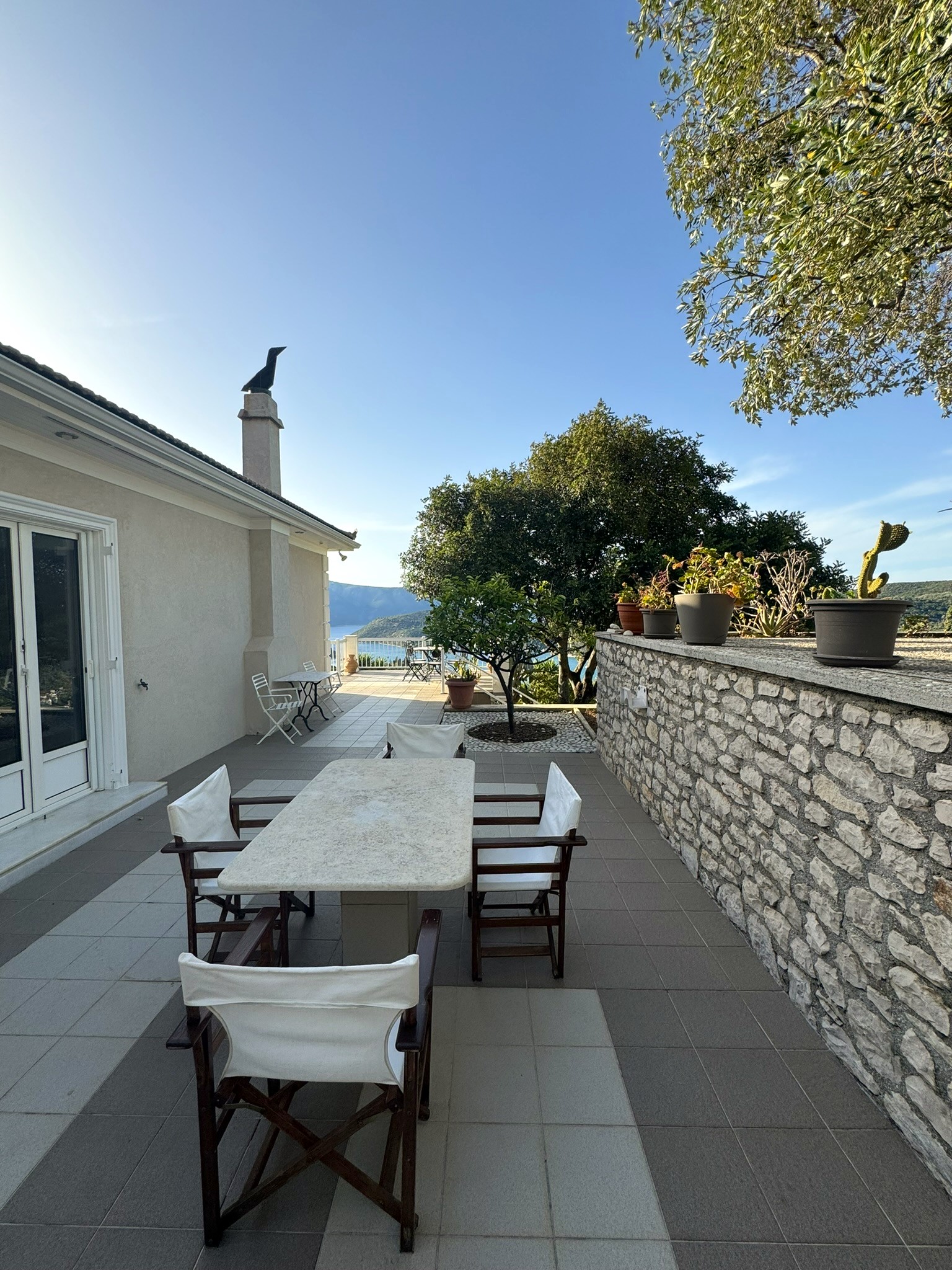 Outdoor area of villa with pool for rent in Ithaca Greece Perachori