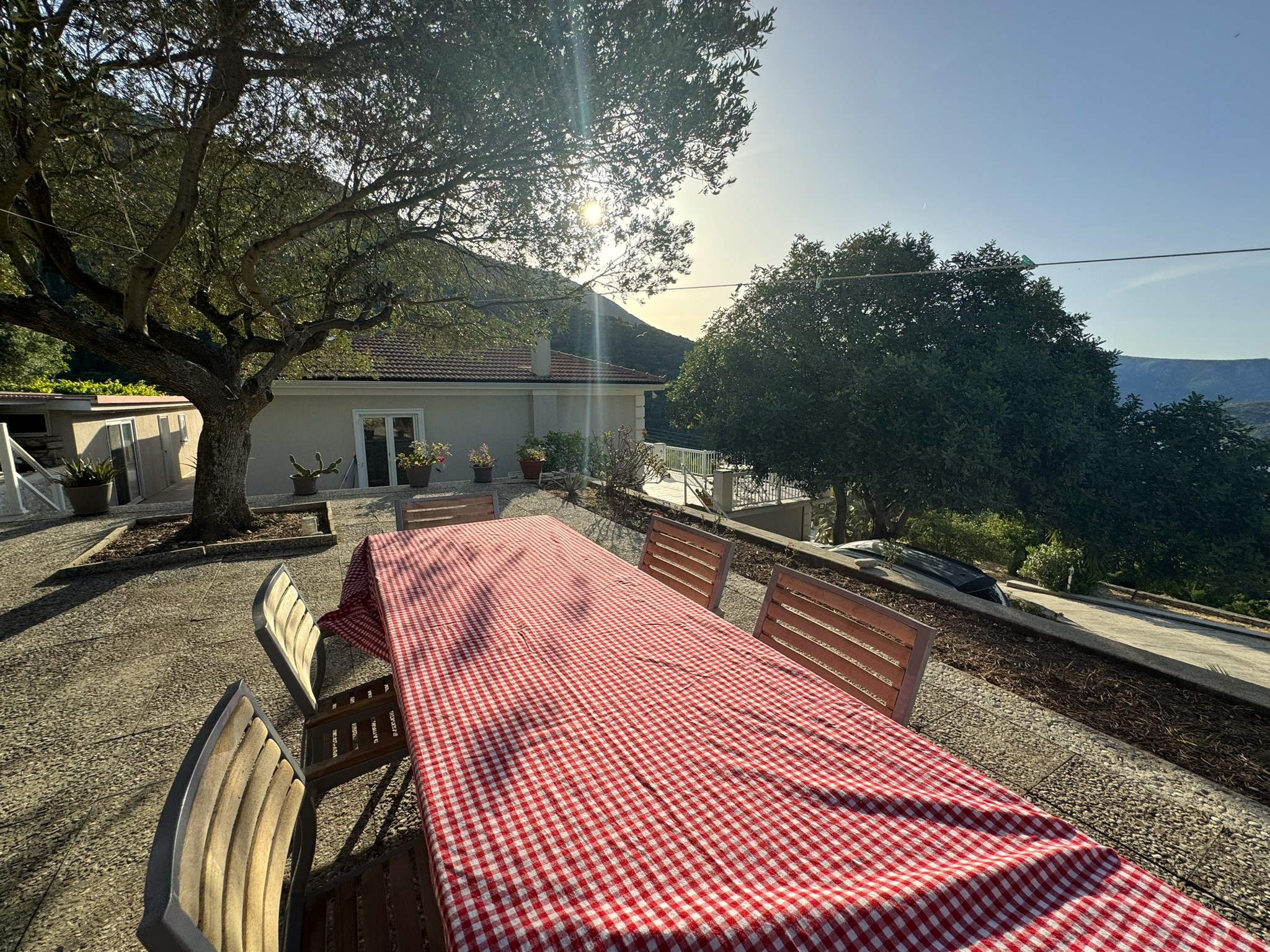 Outdoor area of villa with pool for rent in Ithaca Greece Perachori
