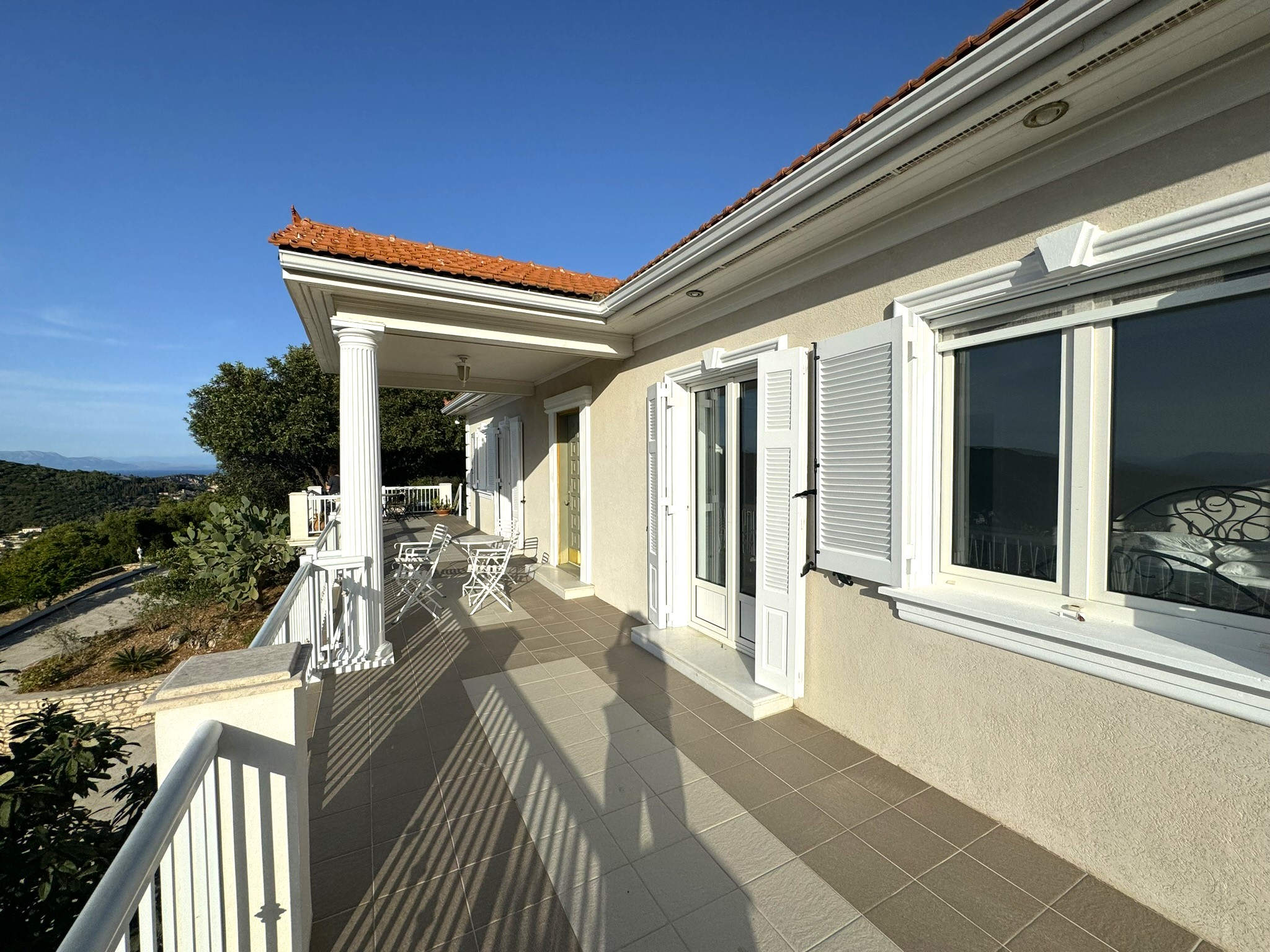 Balcony of villa with pool for rent in Ithaca Greece Perachori