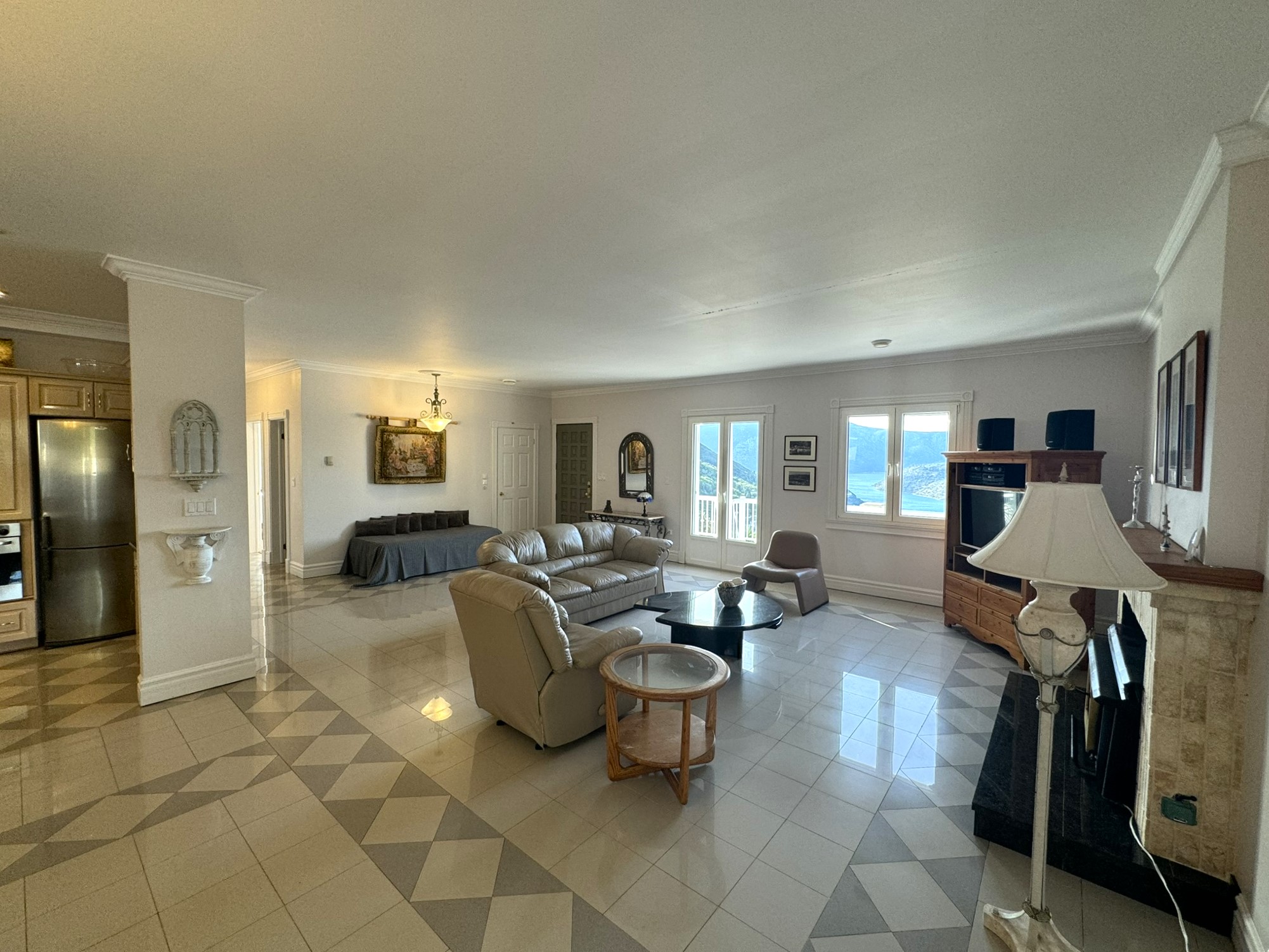 Lounge area of villa with pool for rent in Ithaca Greece Perachori