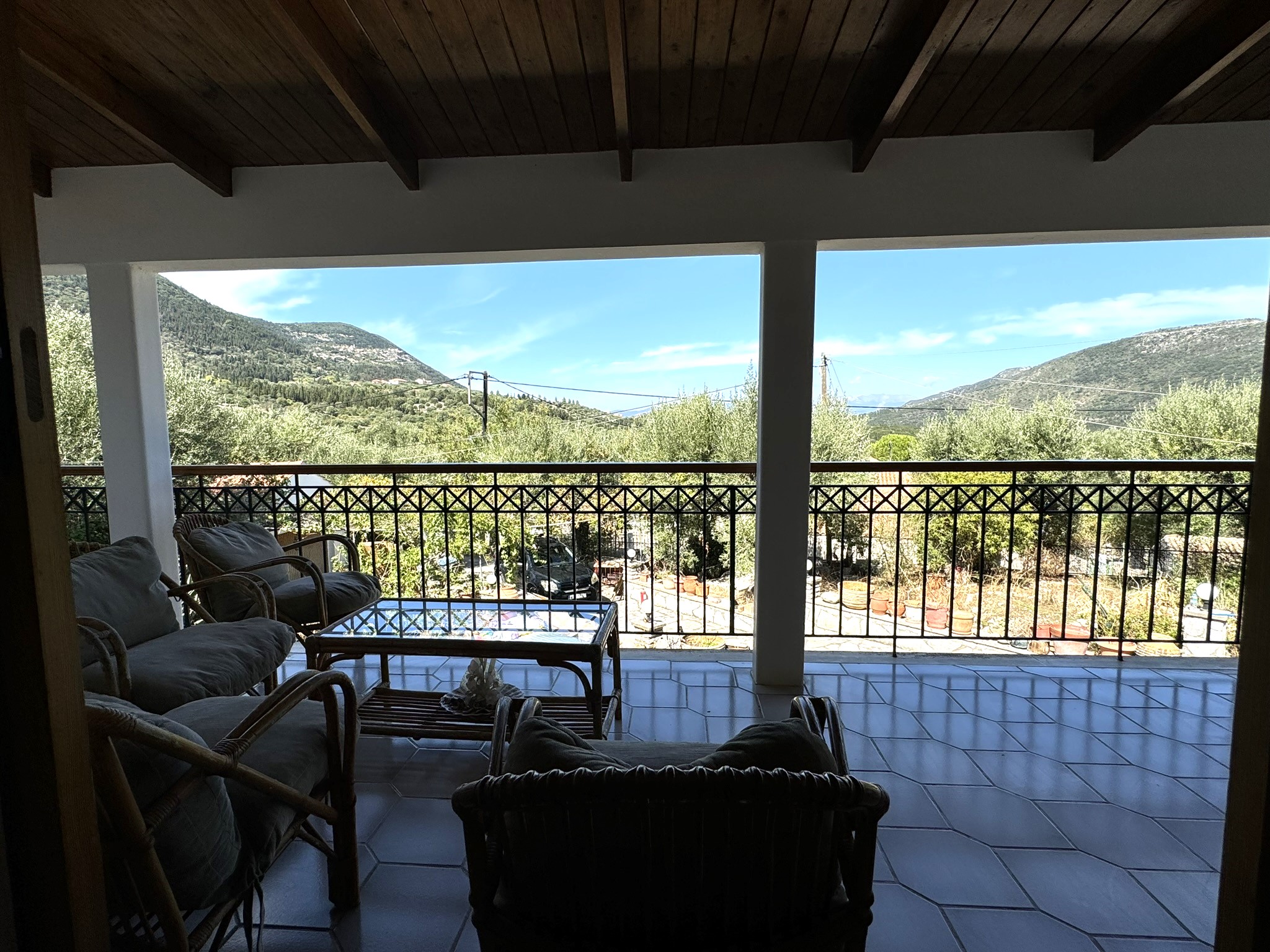 Covered veranda of house for sale in Ithaca Greece Stavros