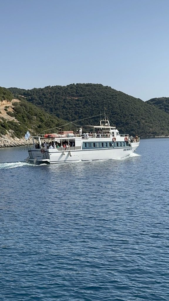 Group boat trip on Ithaca Greece, Frikes