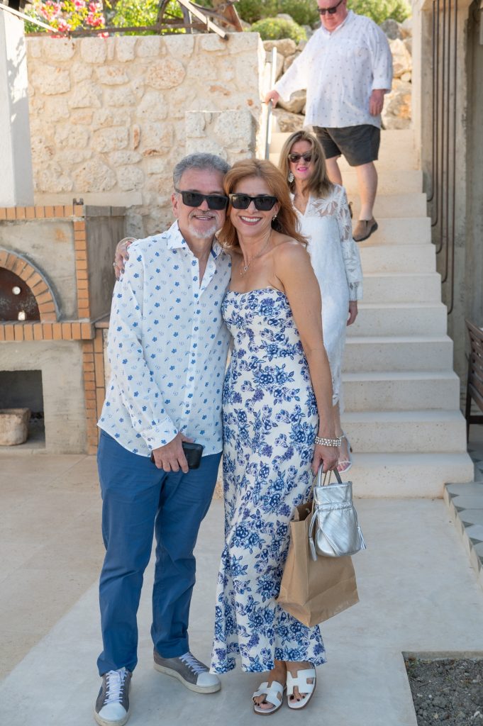 Guests at pre-wedding dinner party in Ithaca Greece, Stavros