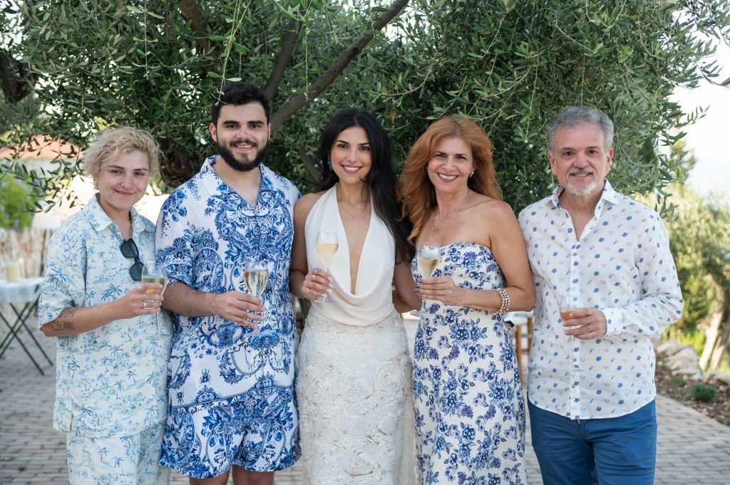 Guests at pre-wedding dinner party in Ithaca Greece, Stavros