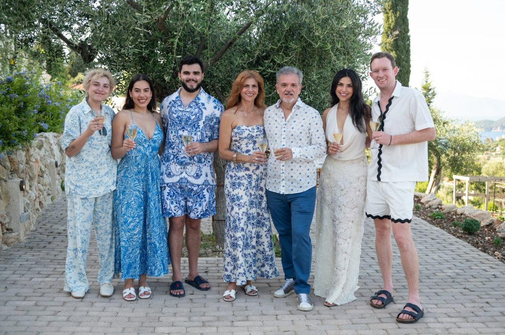 Guests at pre-wedding dinner party in Ithaca Greece, Stavros