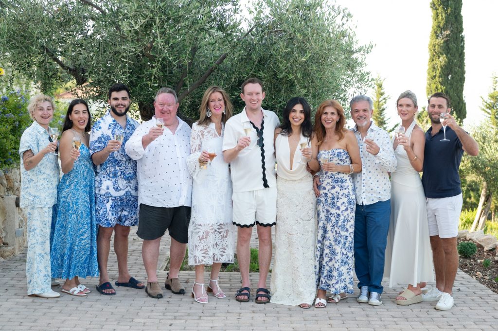 Guests at pre-wedding dinner party in Ithaca Greece, Stavros