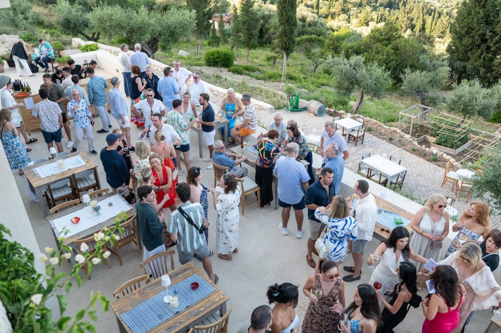 Guests at pre-wedding dinner party in Ithaca Greece, Stavros