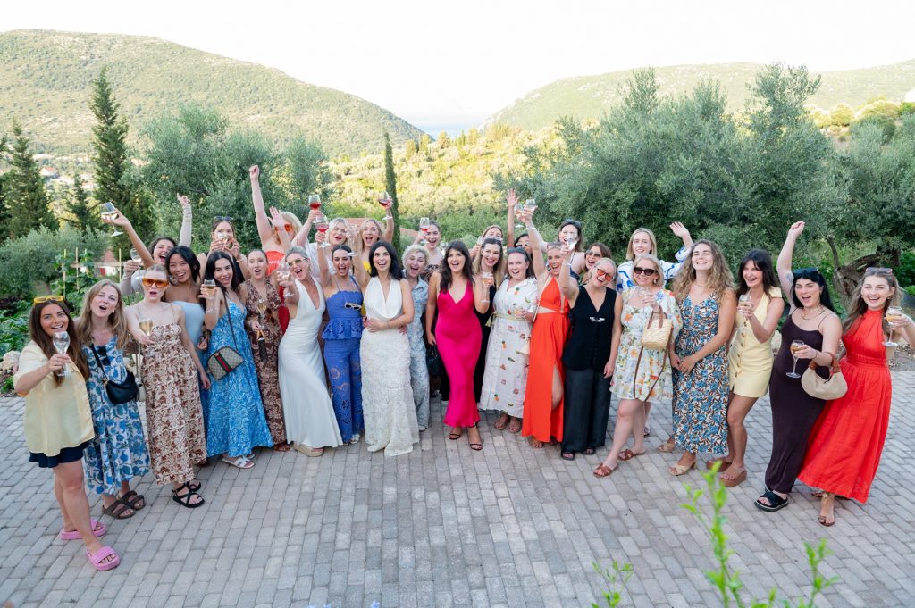 Guests at pre-wedding dinner party in Ithaca Greece, Stavros
