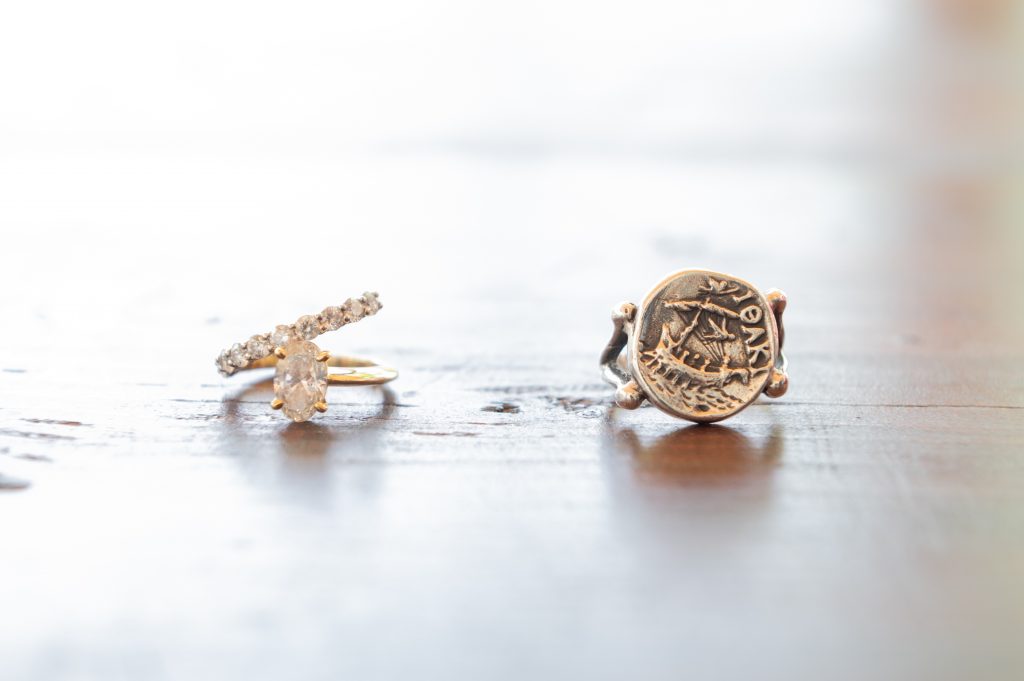 Ring detail at wedding in Ithaca Greece, Stavros