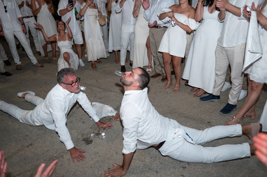 Traditional Greek dances at Greek wedding party in Ithaca Greece, Frikes