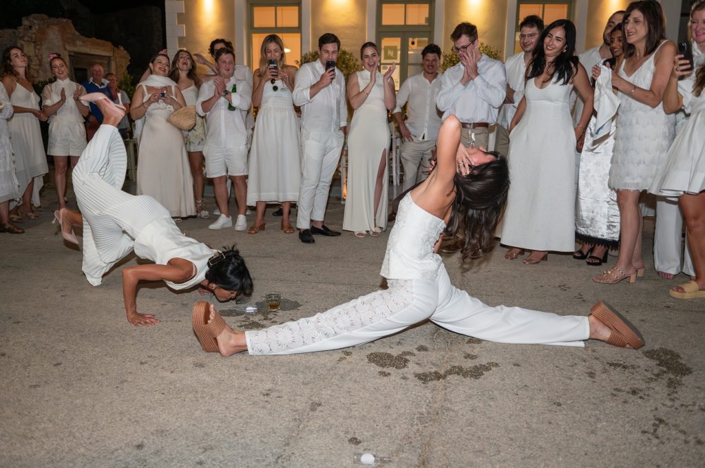 Traditional dances at Greek wedding party in Ithaca Greece, Frikes