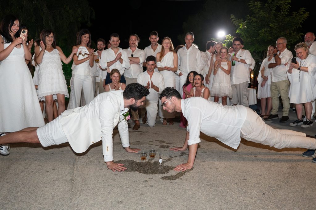 Traditional dances at Greek wedding party in Ithaca Greece, Frikes