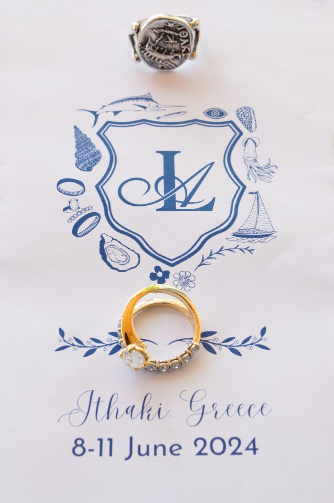 Wedding ring and invitation for wedding in Ithaca Greece, Stavros