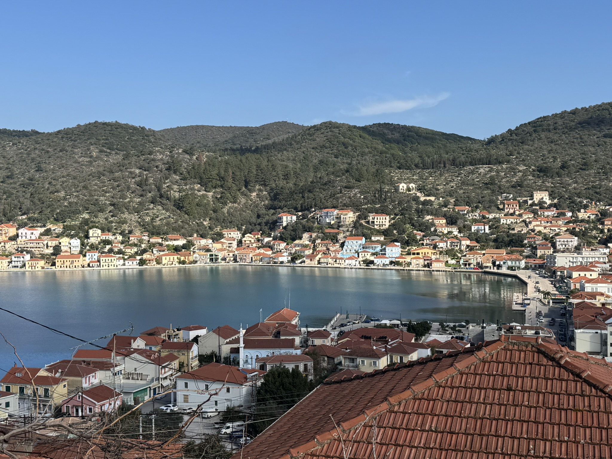 Views from balcony of house for sale in Ithaca Greece, Vathi