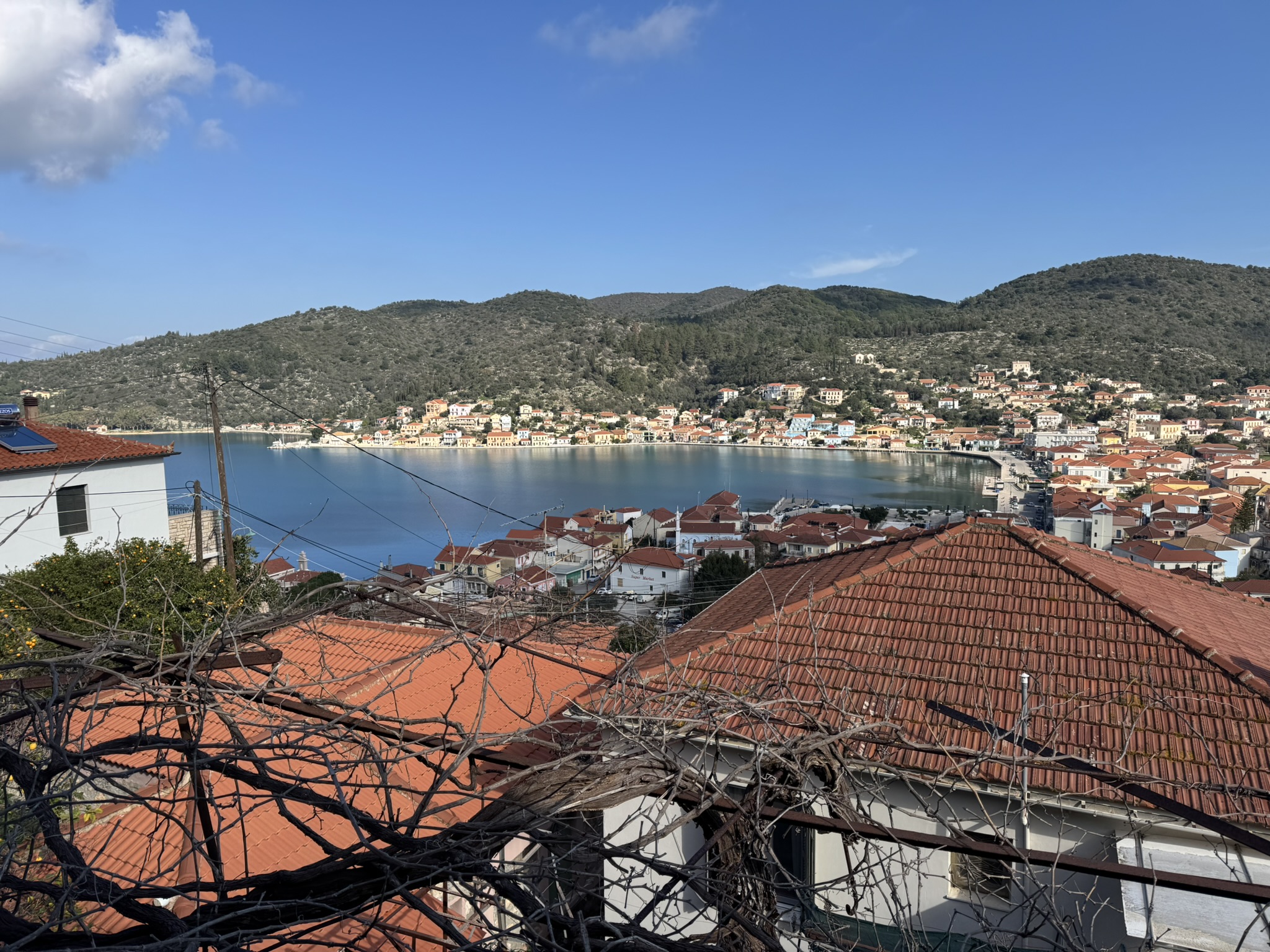 Views from balcony of house for sale in Ithaca Greece, Vathi