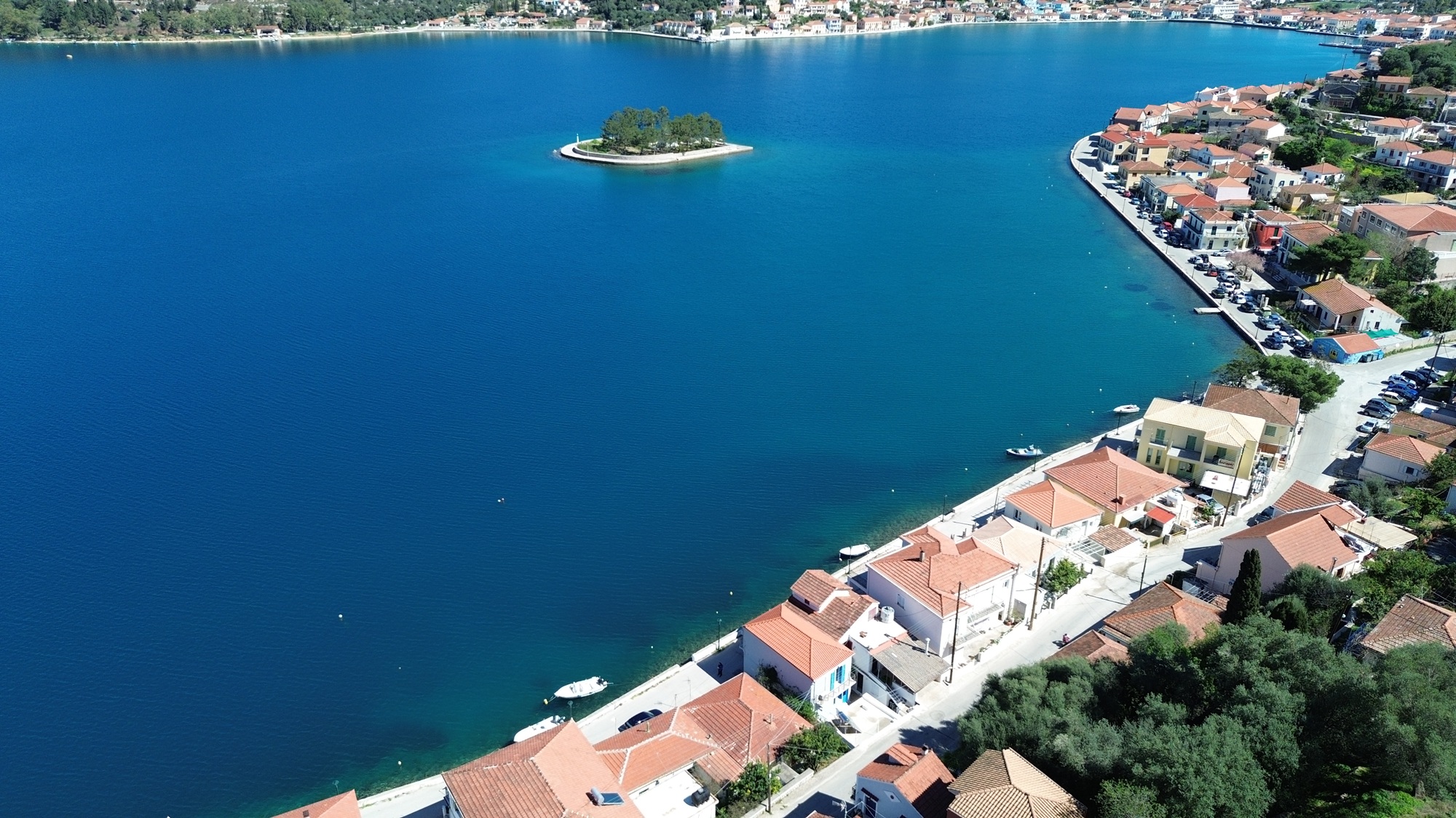Aerial view with area of house for sale in Ithaca Greece, Vathi