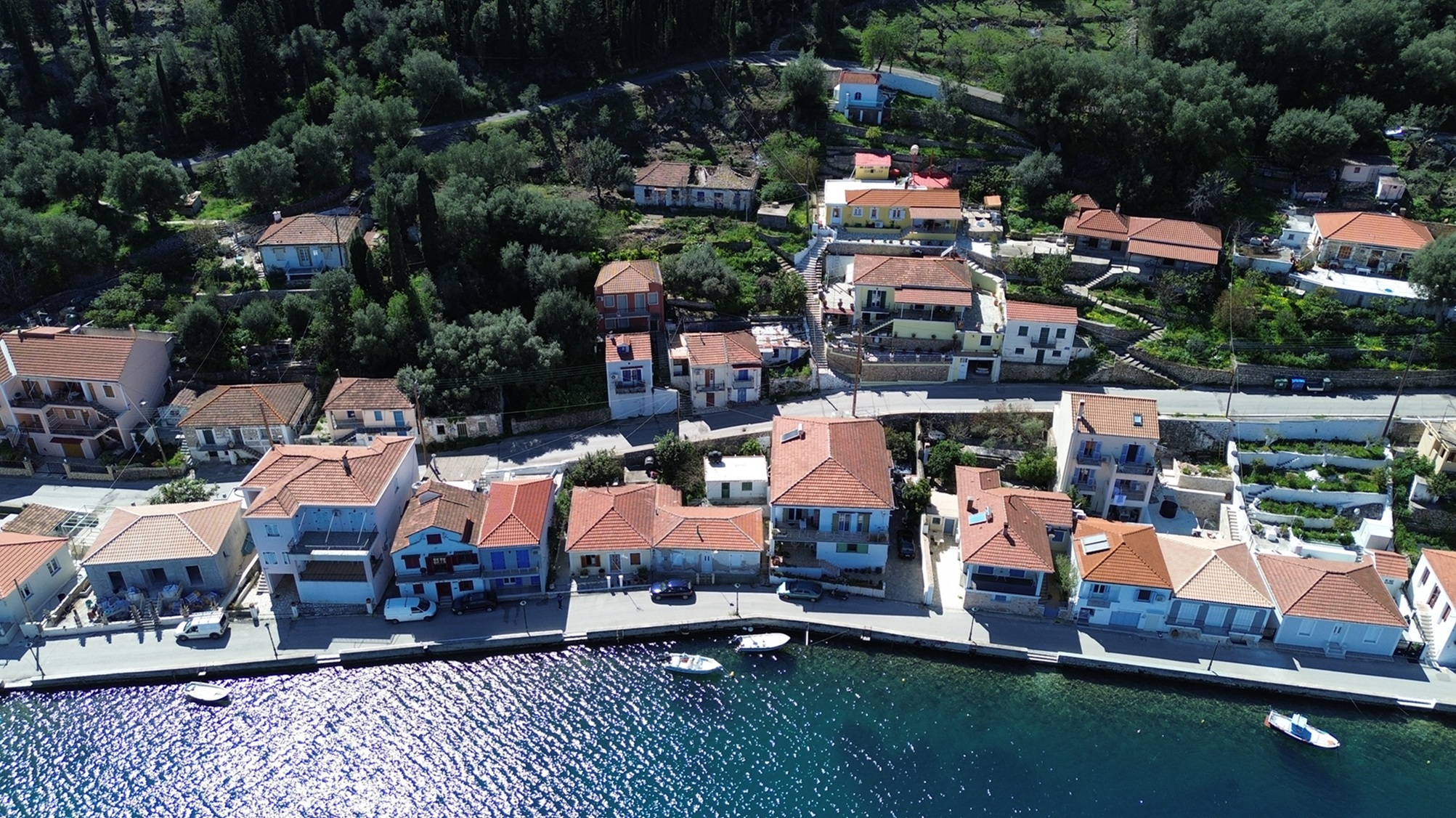 Aerial view with area of house for sale in Ithaca Greece, Vathi