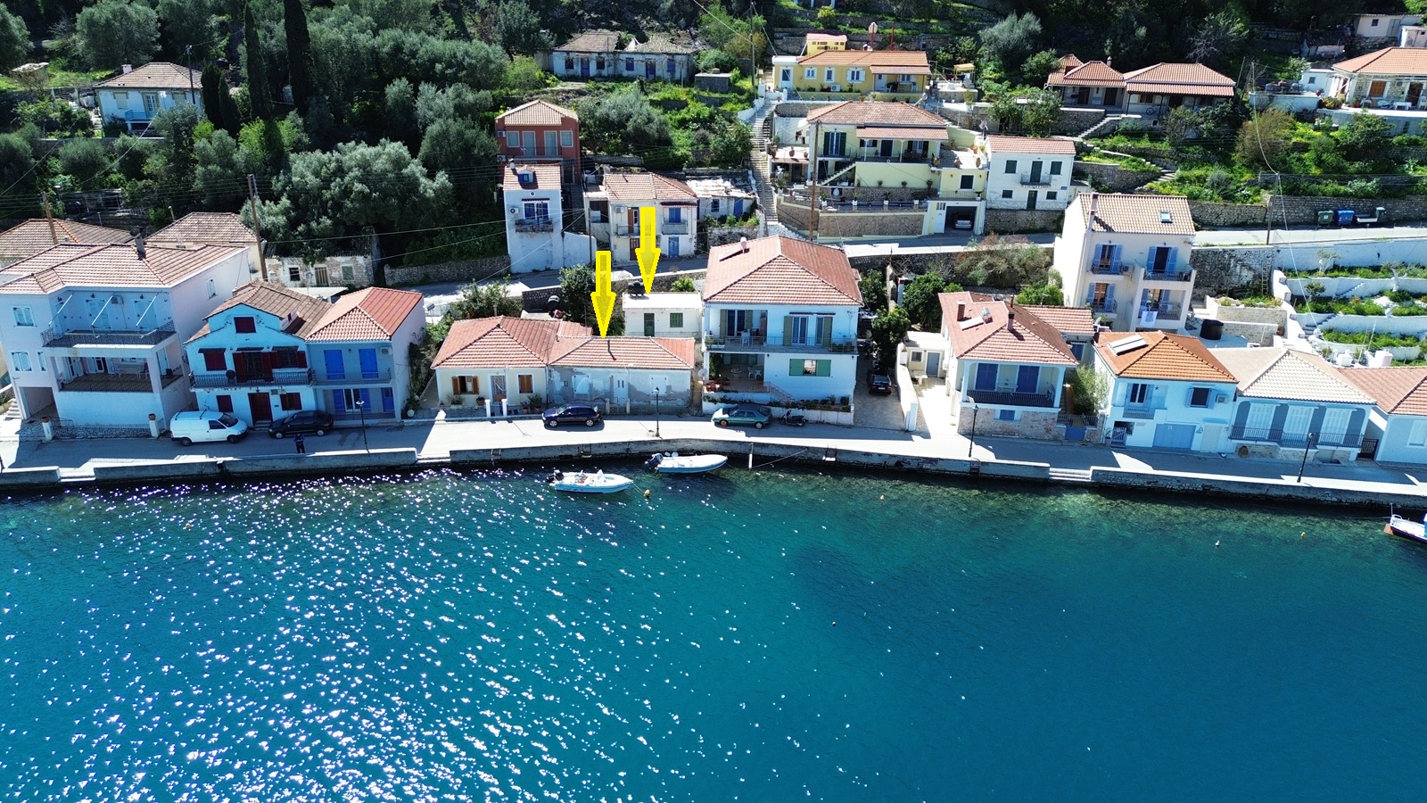 Aerial view and location of house for sale in Ithaca Greece, Vathi