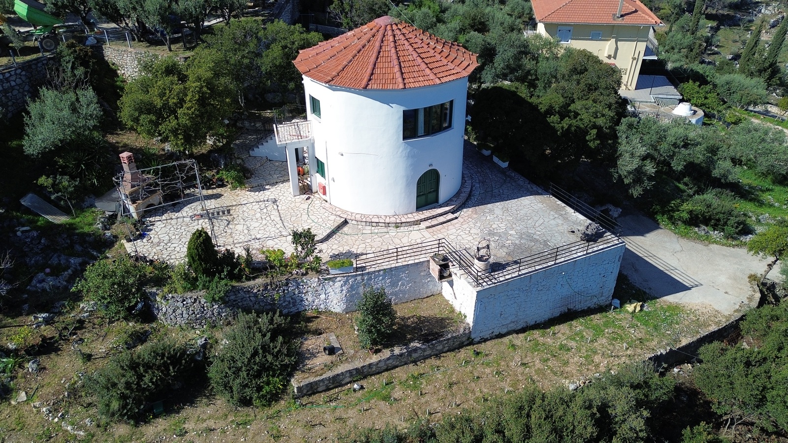 Aerial view of house for sale in Ithaca Greece, Vathi