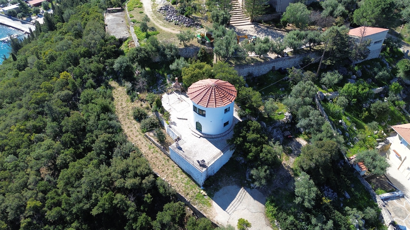 Aerial view of house for sale in Ithaca Greece, Vathi