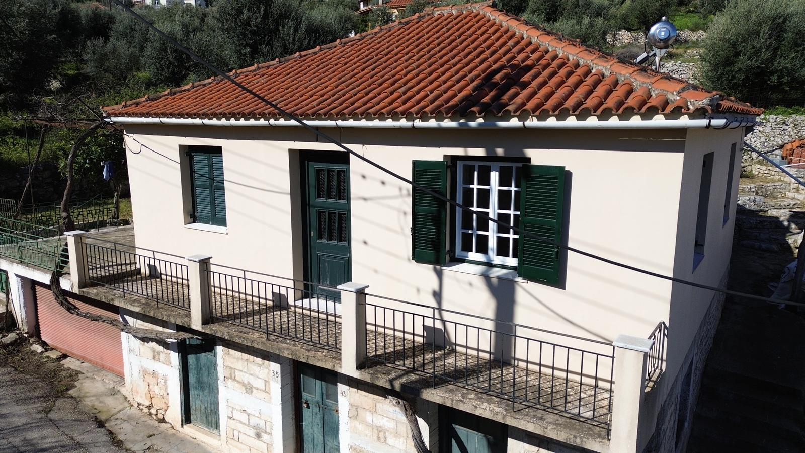 Aerial view of house for sale in Ithaca Greece, Perachori