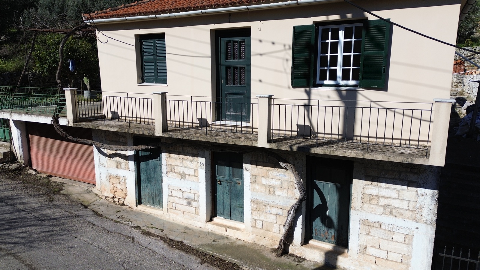 Aerial view of house for sale in Ithaca Greece, Perachori