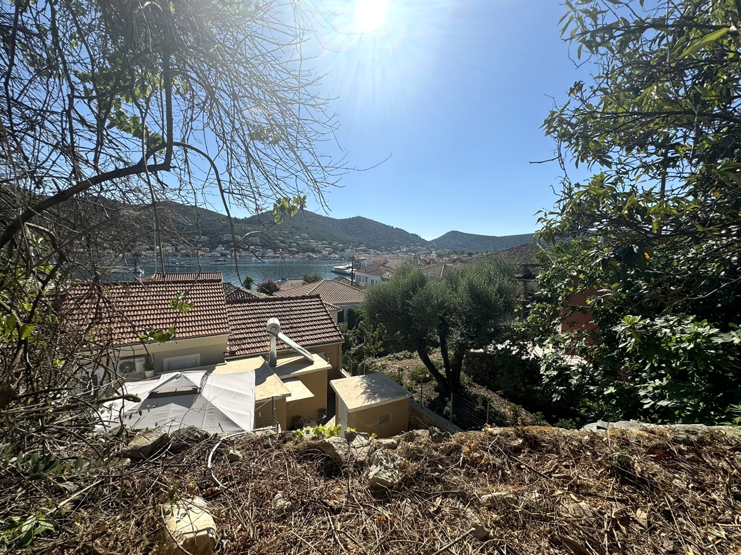 Views from ruin for sale in Ithaca Greece, Vathi