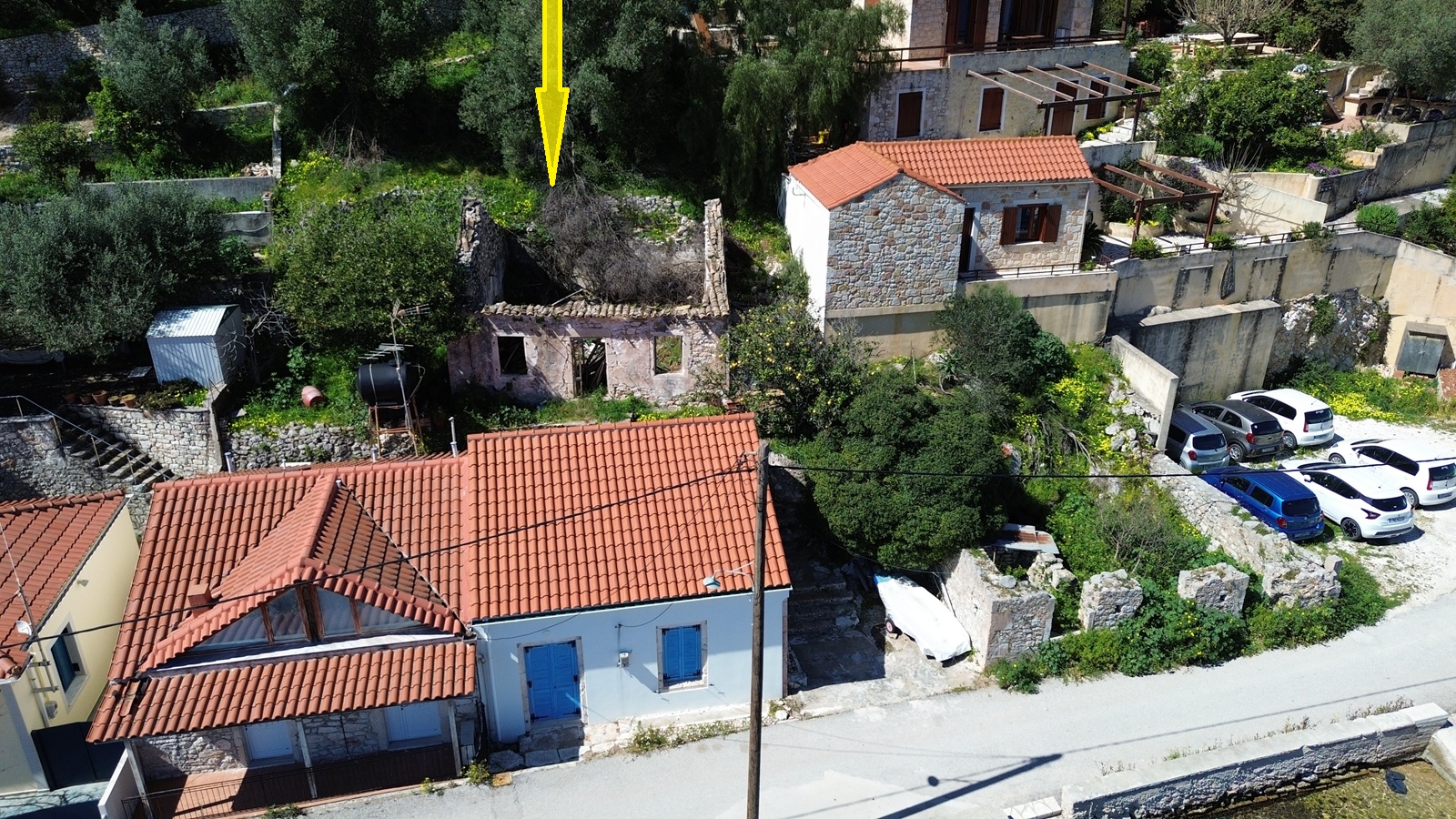Aerial view and location of house for sale in Ithaca Greece, Vathi