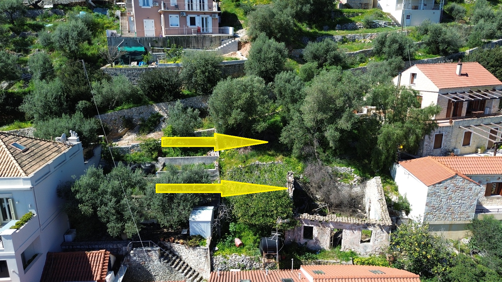 Aerial view and location of house for sale in Ithaca Greece, Vathi