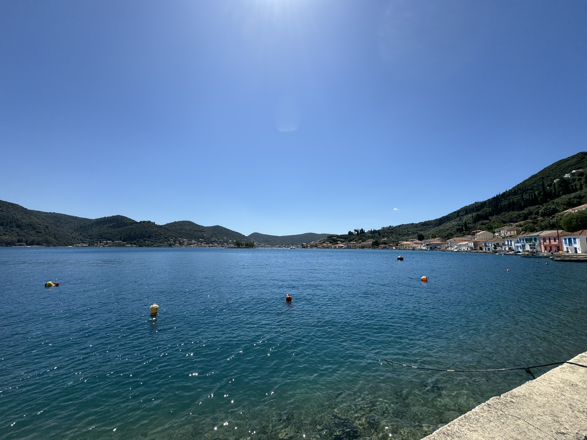 View of the bay in front of the ruin for sale in Ithaca Greece, Vathi