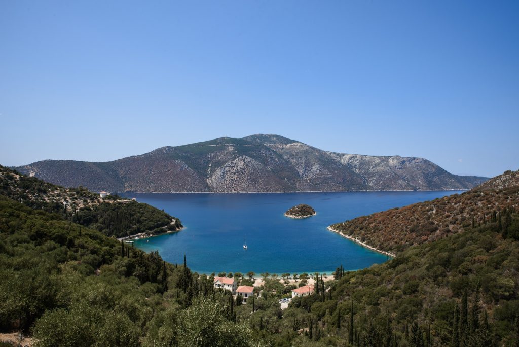 Views from the couple's accommodation for wedding in Ithaca Greece, Vathi