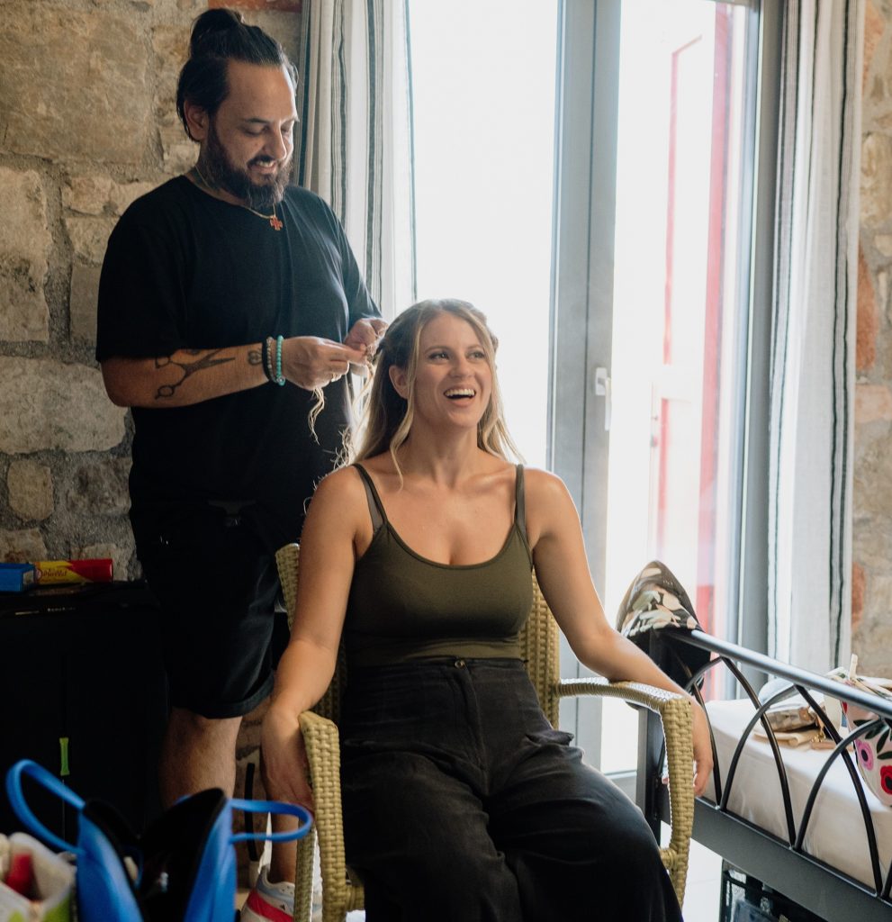 Bridal hairdo for wedding in Ithaca Greece, Vathi