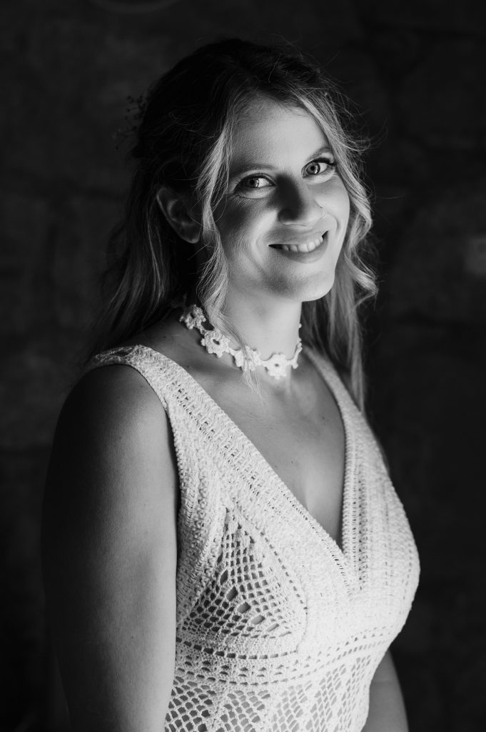 Bride getting dressed for wedding in Ithaca Greece, Vathi