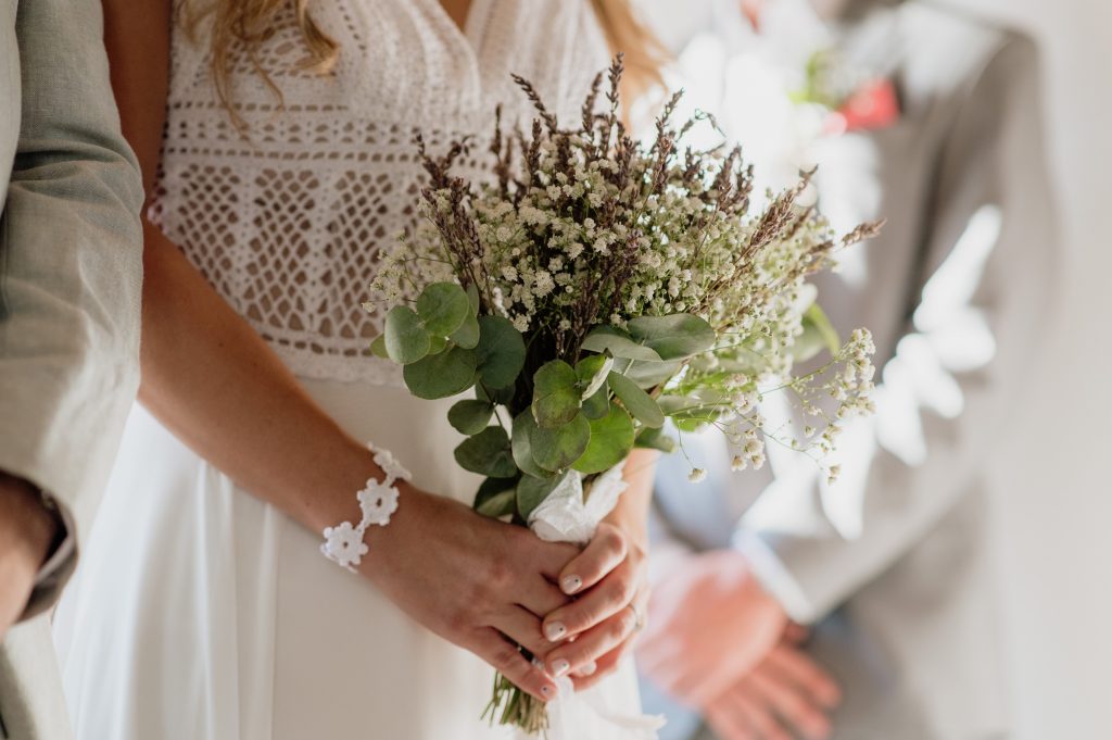Bridal bouquet at wedding in Ithaca Greece, Vathi