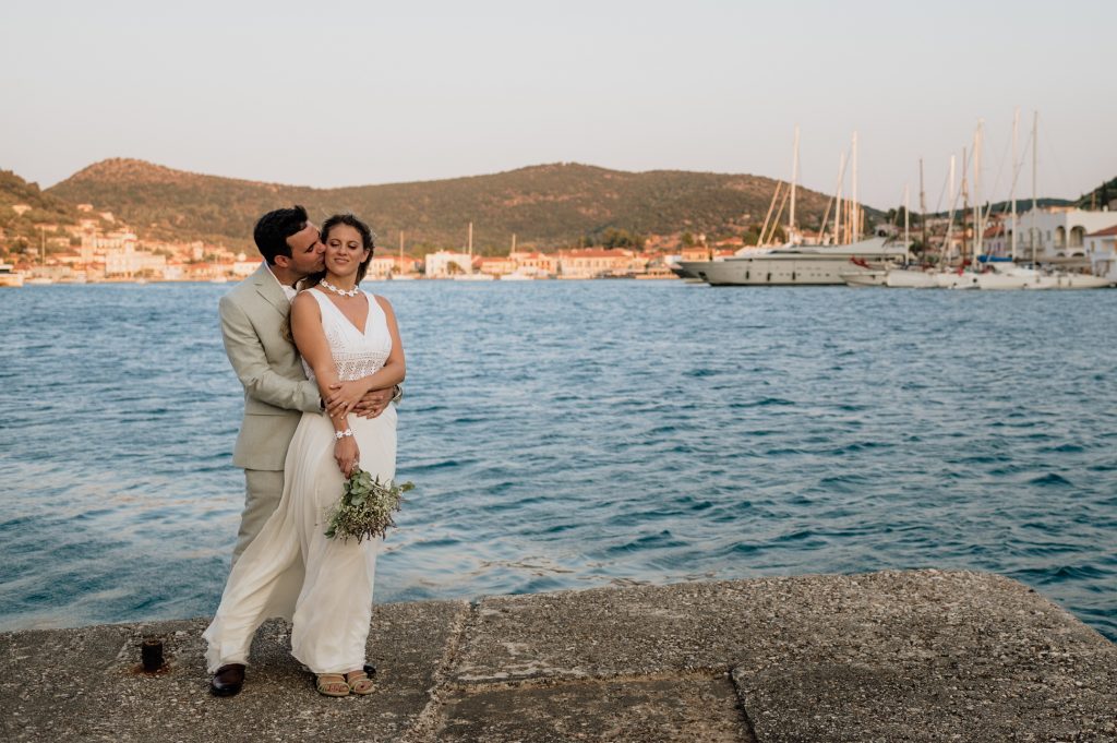 After the wedding ceremony at Lazareto chapel in Ithaca Greece, Vathi