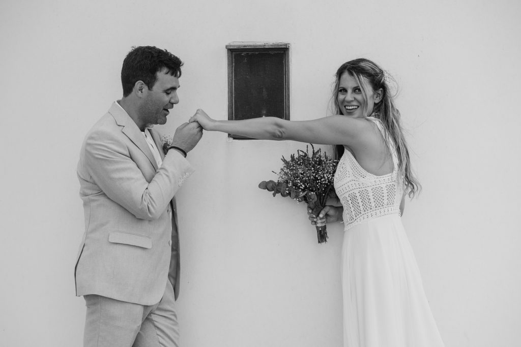 After the wedding ceremony at Lazareto chapel in Ithaca Greece, Vathi