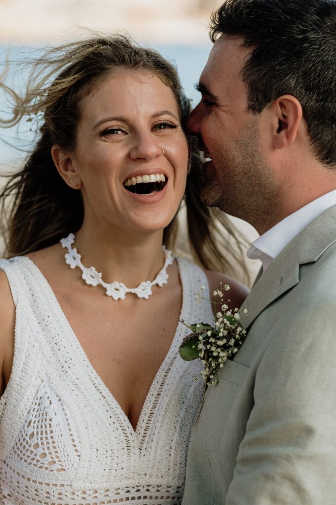 After the wedding ceremony at Lazareto chapel in Ithaca Greece, Vathi