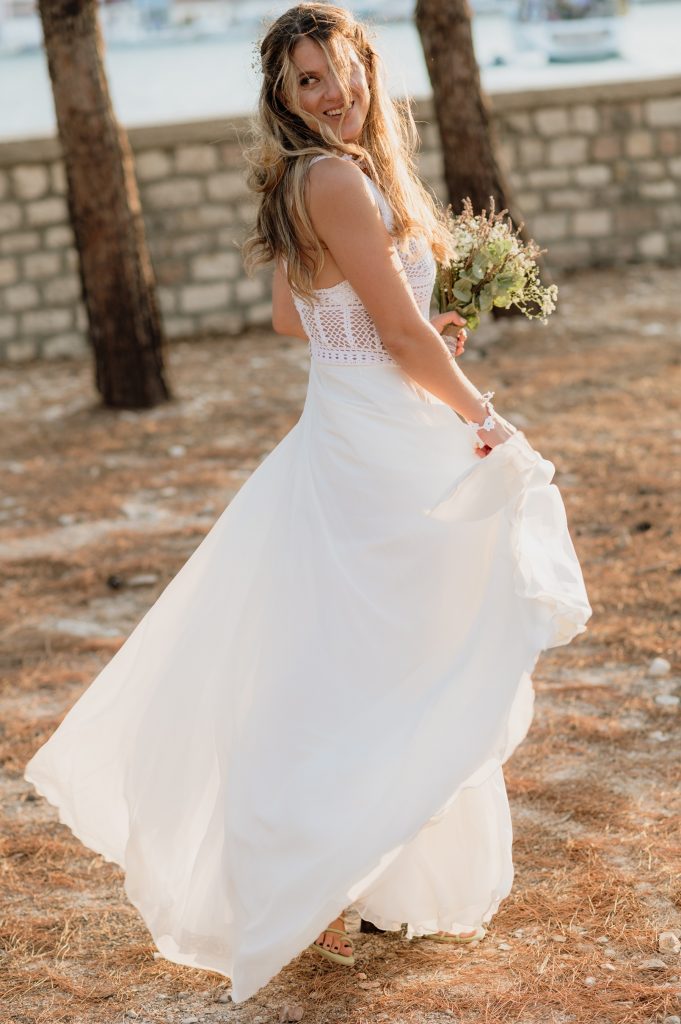 After the wedding ceremony at Lazareto chapel in Ithaca Greece, Vathi